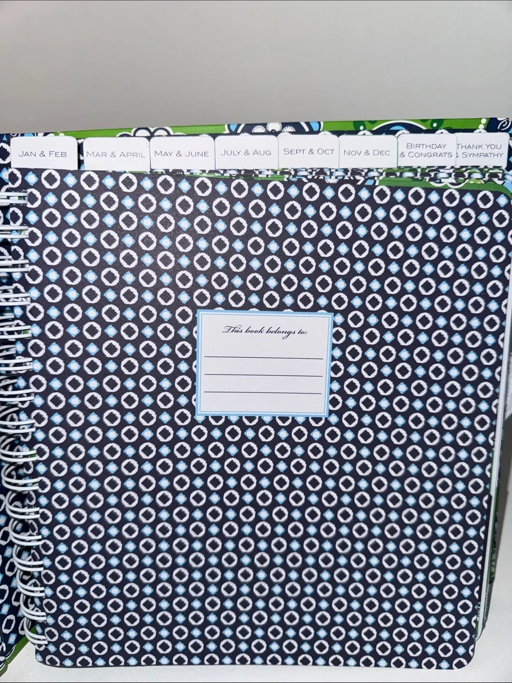 Vera Bradley Celebrations Card Organizer & Occasion Calendar – Cupcakes Green